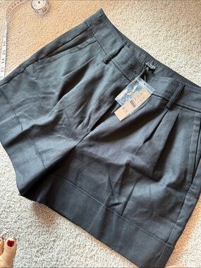 J. Crew Black Pleated High-Rise Tailored Shorts